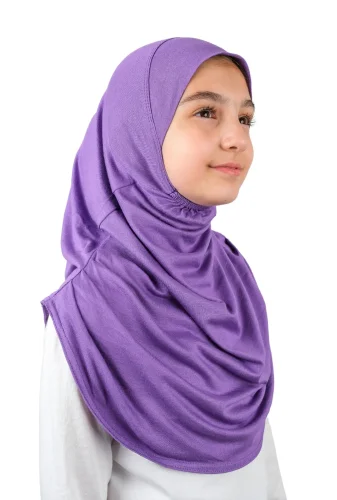 Pratik Hazır Geçmeli Çocuk Şal Mor - 7