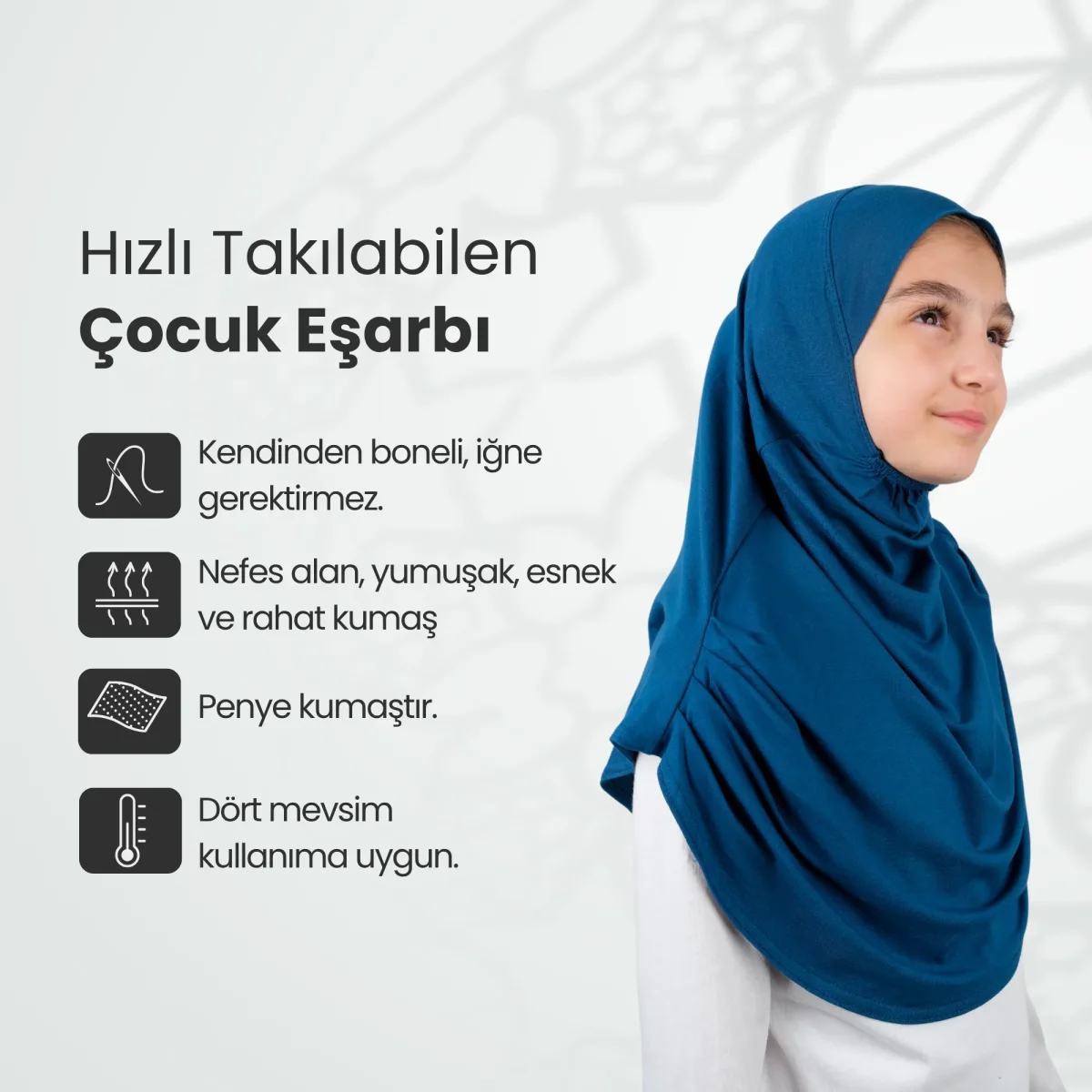 Pratik Hazır Geçmeli Çocuk Şal Petrol - 2