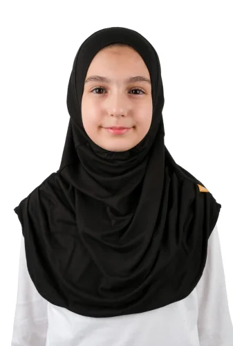 Pratik Hazır Geçmeli Çocuk Şal Siyah 