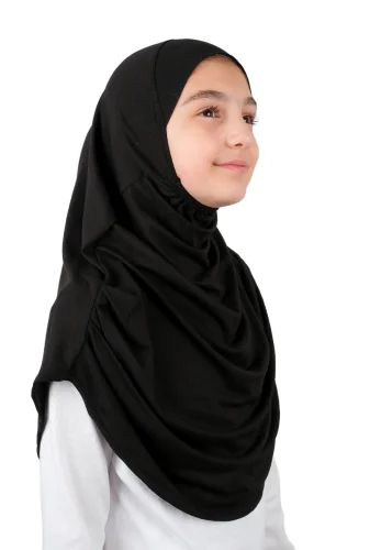 Pratik Hazır Geçmeli Çocuk Şal Siyah - 4
