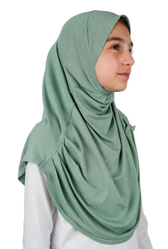Pratik Hazır Geçmeli Çocuk Şal Yeşil - 4