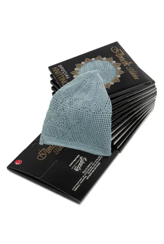 Prayer Cap Lace Turquoise (Dozen) - İhvan (1)