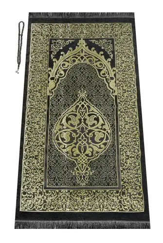 Prayer Rug Pearl Rosary Window Box Set Black Color - 3