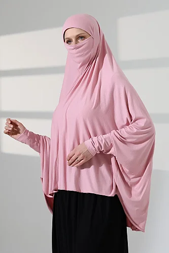 Pudra Hazır Pratik Sultanbaş Tesettür Kollu Penye Sufle Eşarp Hijab - 4