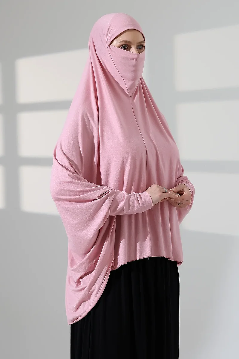 Pudra Hazır Pratik Sultanbaş Tesettür Kollu Penye Sufle Eşarp Hijab - 5