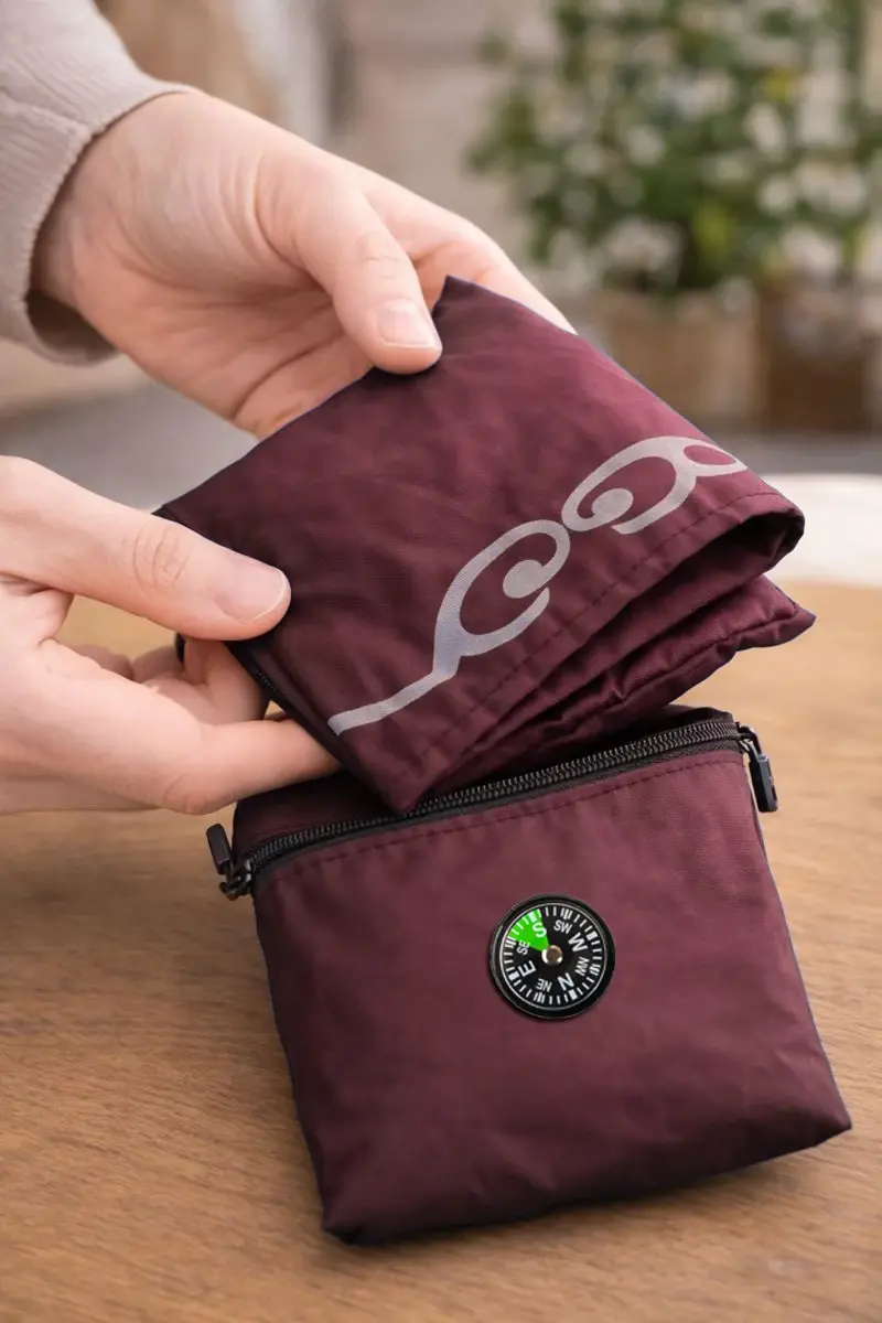 Pusulalı Cep Seccadesi - Bordo - 4