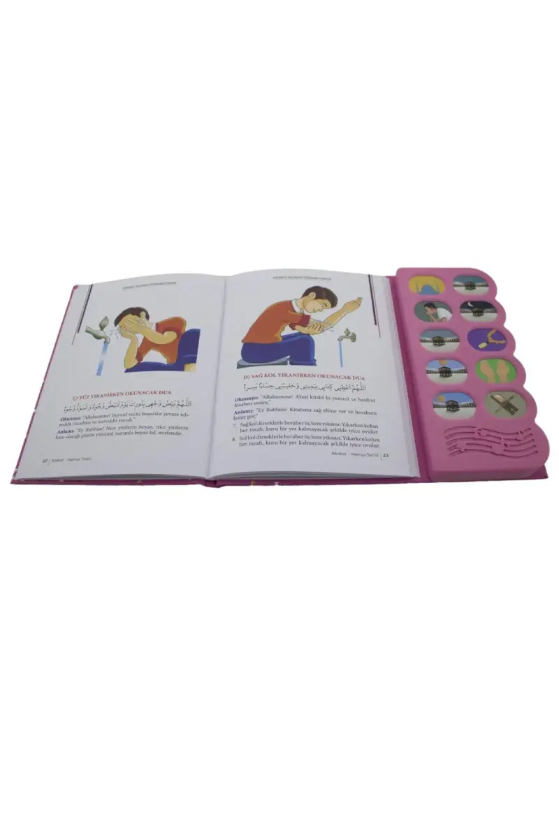 Pusulalı Kıbleyi Gösteren Sesli Namaz Öğreten Cihaz Resimli Kitap Seti Pembe - 2