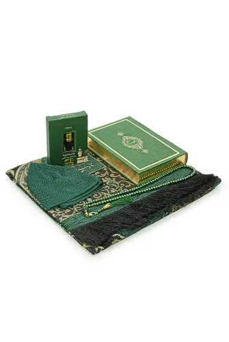 Quran and Dowry Prayer Rug Set, Suitable for the Groom's Package, Green - ihvanonline (1)