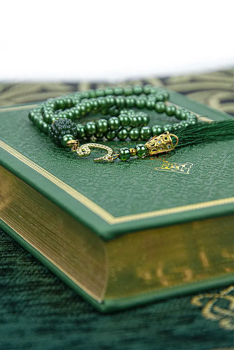 Quran and Dowry Prayer Rug Set, Suitable for the Groom's Package, Green - 5