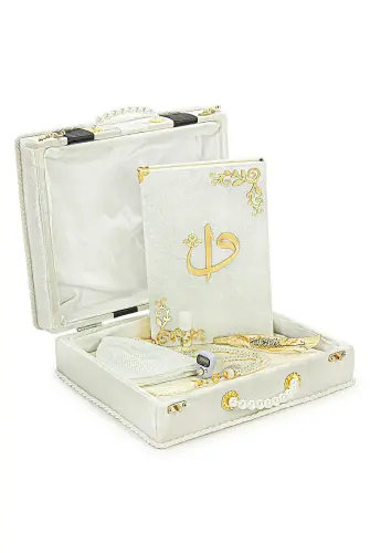 Quran Set Suitable for Groom's Bundle with Chest Dowry Prayer Rug Set White - ihvanonline (1)