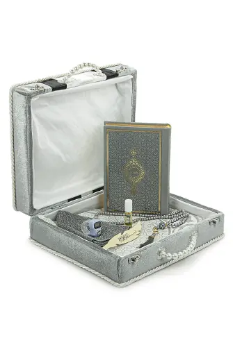 Quran Set Suitable for Groom's Pack with Storage Box Dowry Prayer Rug Set Gray - ihvanonline (1)