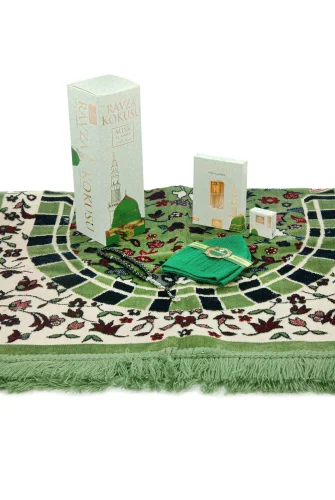 Ravza Temalı Hediyelik Set - Seccade, Ravza Kokusu, Sabun ve Takke Dini Hediye Seti - 3