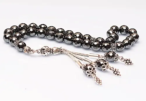 Real Hematite Stone Rosary-Faceted Cut Rosary-Silver-Accented Rosary-33-Bead Rosary-Original Natural Stone Rosary - ihvanonline (1)