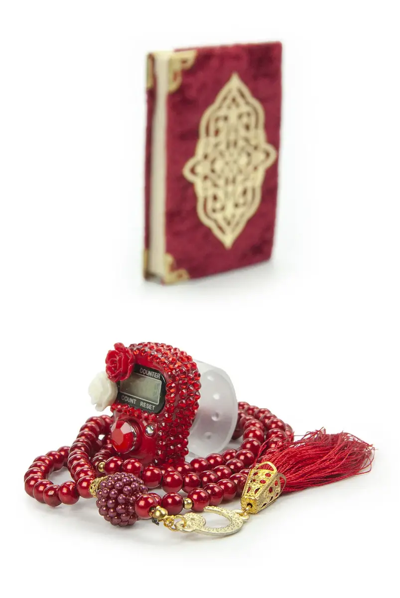 Red Stone Chanting - Pocket Size Arabic Yasin-i Şerif - Hajj Umrah Gift Set with Pearl Prayer Beads - 2
