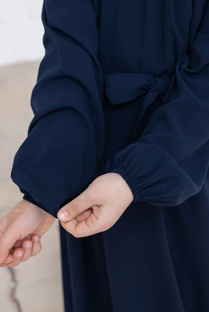 Reglan Kol Büzgülü Kız Çocuk Elbisesi - Lacivert - 11