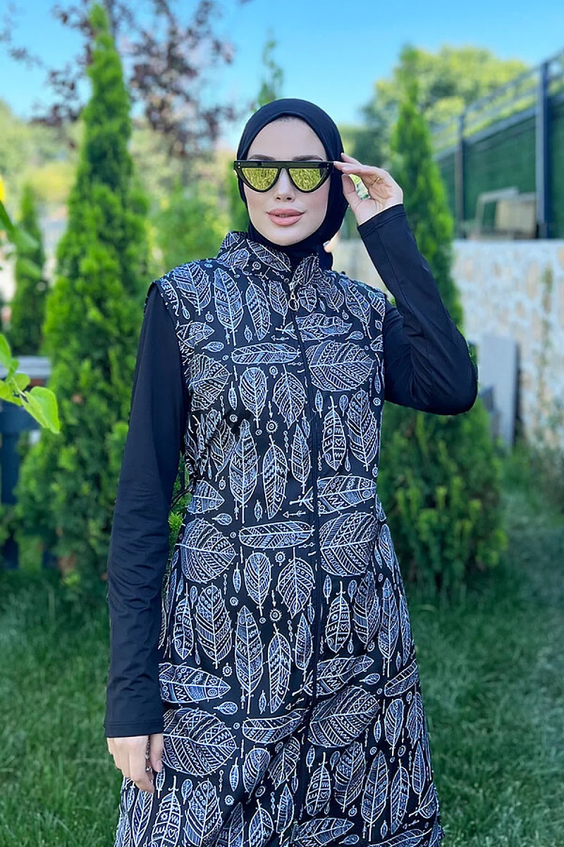 Remsa Jileli Likralı Tam Tesettür Mayo 2101 Merve - Siyah - 2