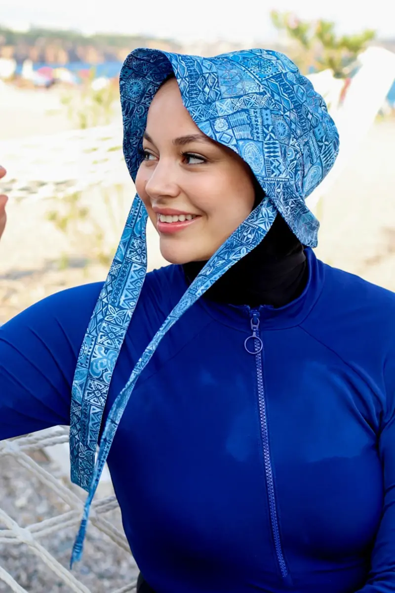 Remsa Rabia Çini Desenli Paraşüt Tam Kapalı Tesettür Mayo RMS-R040-26 Lacivert - 18