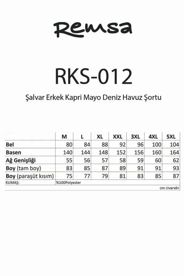 Remsa Şalvar Erkek Mayo Şortu | İç Taytlı Diz Altı Deniz Havuz Şortu - RKS-012-26 Lacivert - 2