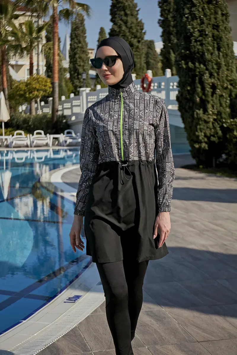 Remsa Hande Sade Tam Kapalı Tesettür Mayo RMS-R118-26 Siyah - 2