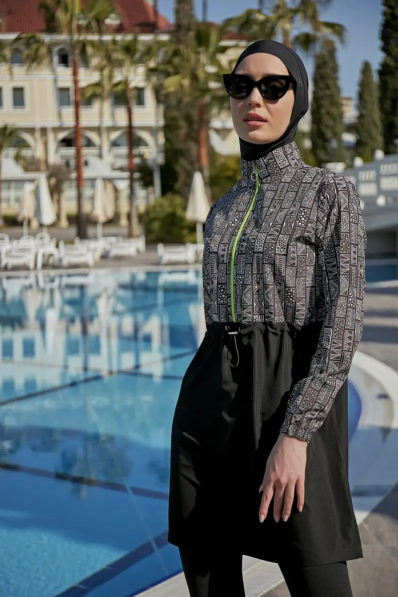 Remsa Hande Sade Tam Kapalı Tesettür Mayo RMS-R118-26 Siyah - 4