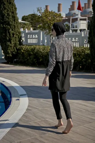 Remsa Hande Sade Tam Kapalı Tesettür Mayo RMS-R118-26 Siyah - 5