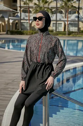 Remsa Dilay Sade Tam Kapalı Tesettür Mayo RMS-R120-26 Siyah - 6