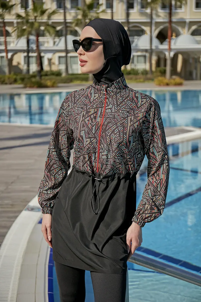 Remsa Dilay Sade Tam Kapalı Tesettür Mayo RMS-R120-26 Siyah - 9
