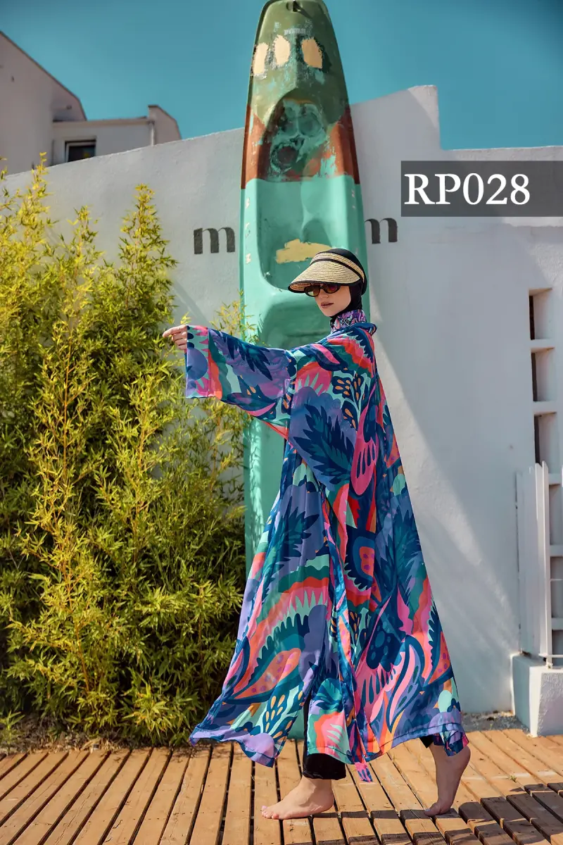 Remsa Morika Desenli Şifon Kimono Pareo RMS-RP028-26 Mor - 5
