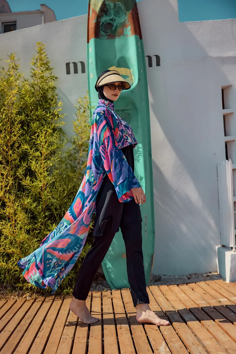 Remsa Morika Desenli Şifon Kimono Pareo RMS-RP028-26 Mor - 1