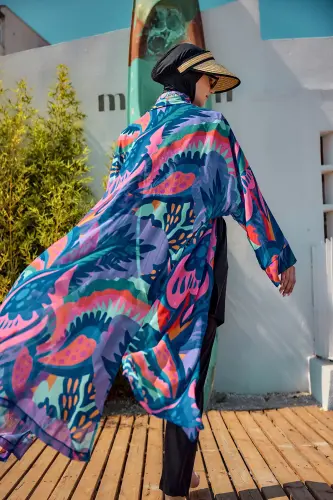 Remsa Morika Desenli Şifon Kimono Pareo RMS-RP028-26 Mor - 4