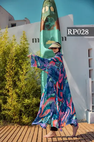 Remsa Morika Desenli Şifon Kimono Pareo RMS-RP028-26 Mor - 5