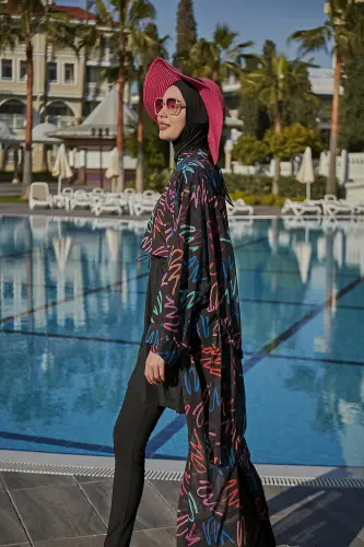Remsa Neon Şifon Kimono Pareo RMS-RP013-26 Siyah - 4