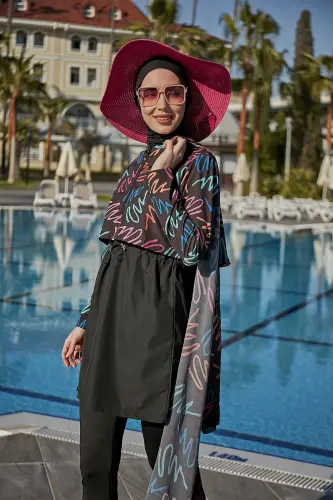 Remsa Neon Şifon Kimono Pareo RMS-RP013-26 Siyah - 8