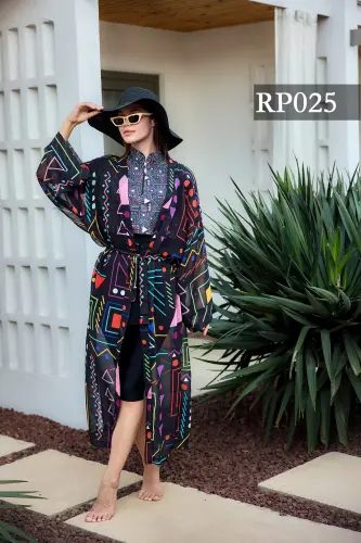 Remsa Canan Şifon Kimono Pareo RMS-RP025-26 Siyah - 6