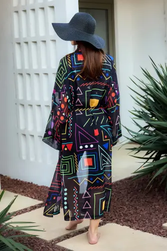 Remsa Canan Şifon Kimono Pareo RMS-RP025-26 Siyah - 10