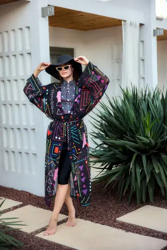 Remsa Canan Şifon Kimono Pareo RMS-RP025-26 Siyah - 1