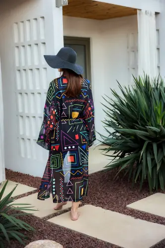 Remsa Canan Şifon Kimono Pareo RMS-RP025-26 Siyah - 5