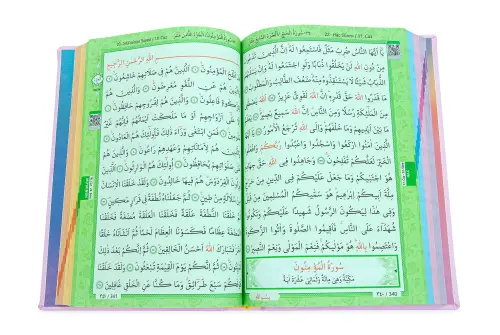 Renkli Termo Deri Ciltli Kuranı Kerim - Medine Hatlı, Orta Boy - Pembe - ihvanonline (1)