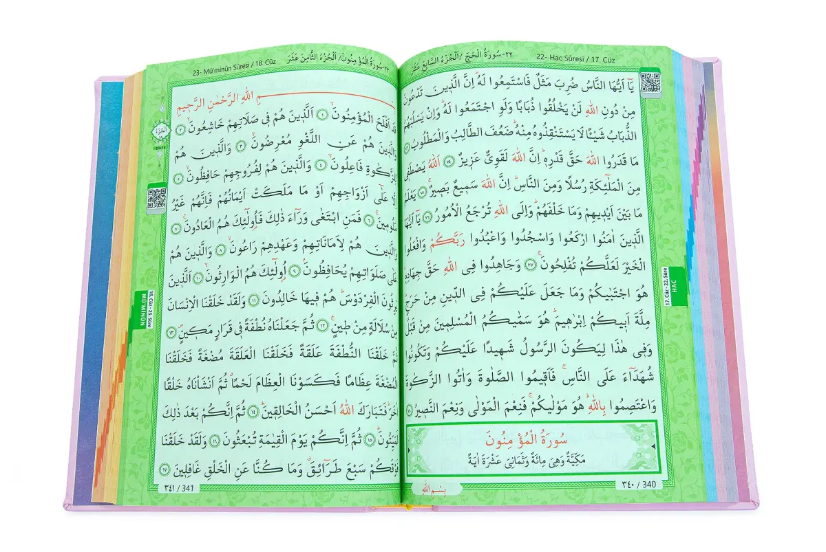 Renkli Termo Deri Ciltli Kuranı Kerim - Medine Hatlı, Orta Boy - Pembe - 2