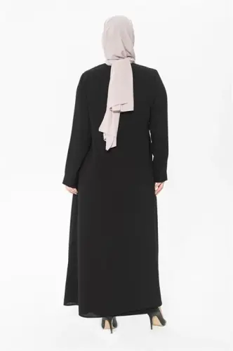 Rib Collar Black Abaya 3325 - 4