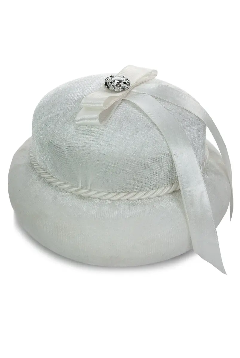 Round Velvet Covered Rosary and Jewelry Box Cream - 1