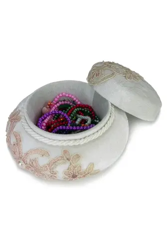 Round Velvet Covered Rosary and Jewelry Box - ihvanonline (1)