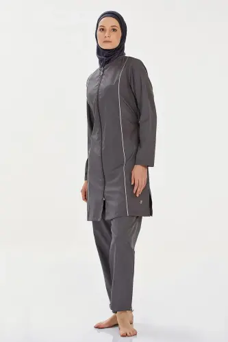 Rozamay 9075-24 Antrasit Beny Büyük Beden Tam Tesettür Mayo - Rozamay (1)