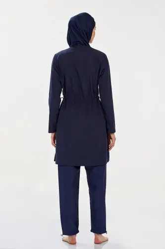 Rozamay 9075-24 Koyu Lacivert Beny Büyük Beden Tam Tesettür Mayo - 3