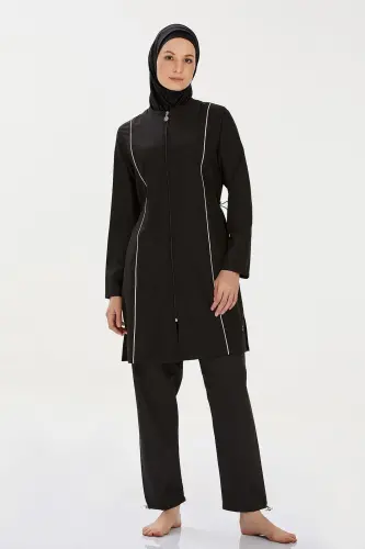 Rozamay 9075-24 Siyah Beny Büyük Beden Tam Tesettür Mayo - Rozamay (1)