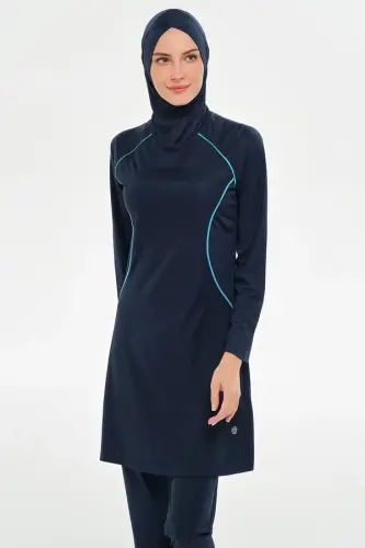 Rozamay Reglan Kol Likralı Tam Kapalı Tesettür Mayo 3130-25 Koyu Lacivert - Rozamay (1)