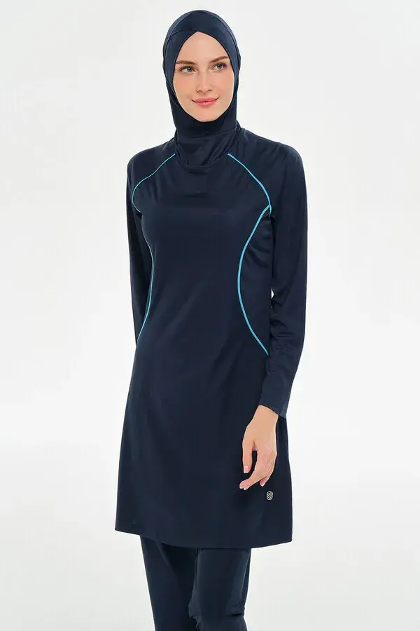 Rozamay Reglan Kol Likralı Tam Kapalı Tesettür Mayo 3130-25 Koyu Lacivert - 2