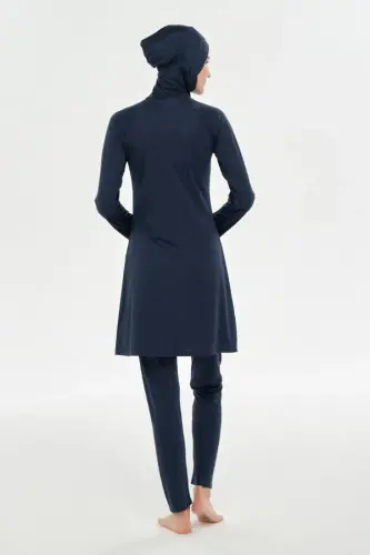 Rozamay Reglan Kol Likralı Tam Kapalı Tesettür Mayo 3130-25 Koyu Lacivert - 3