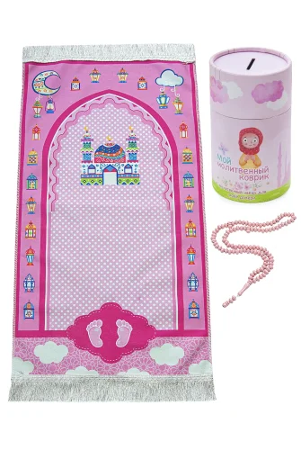 Rusça Kumbaralı Kızımın Çocuk Seccadesi - Cami Resimli - Tesbih Hediyeli - 1