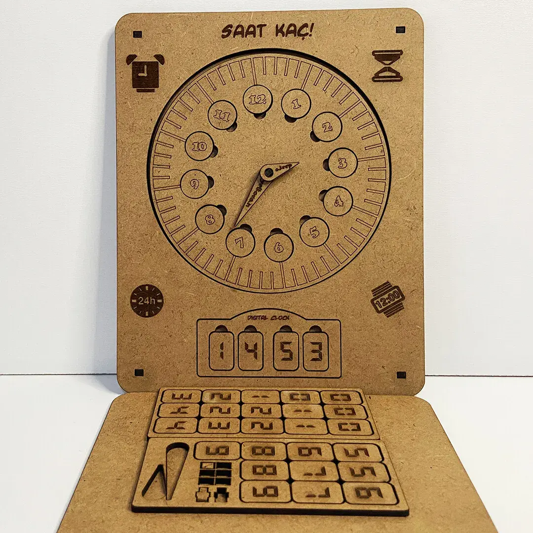 Saat Kaç Puzzle - Saat Yapboz - Ahşap - Boyanabilir Eğitici Oyuncak - 4 Yaş ve Üzeri Eğitime Yardımcı Oyuncak - 3